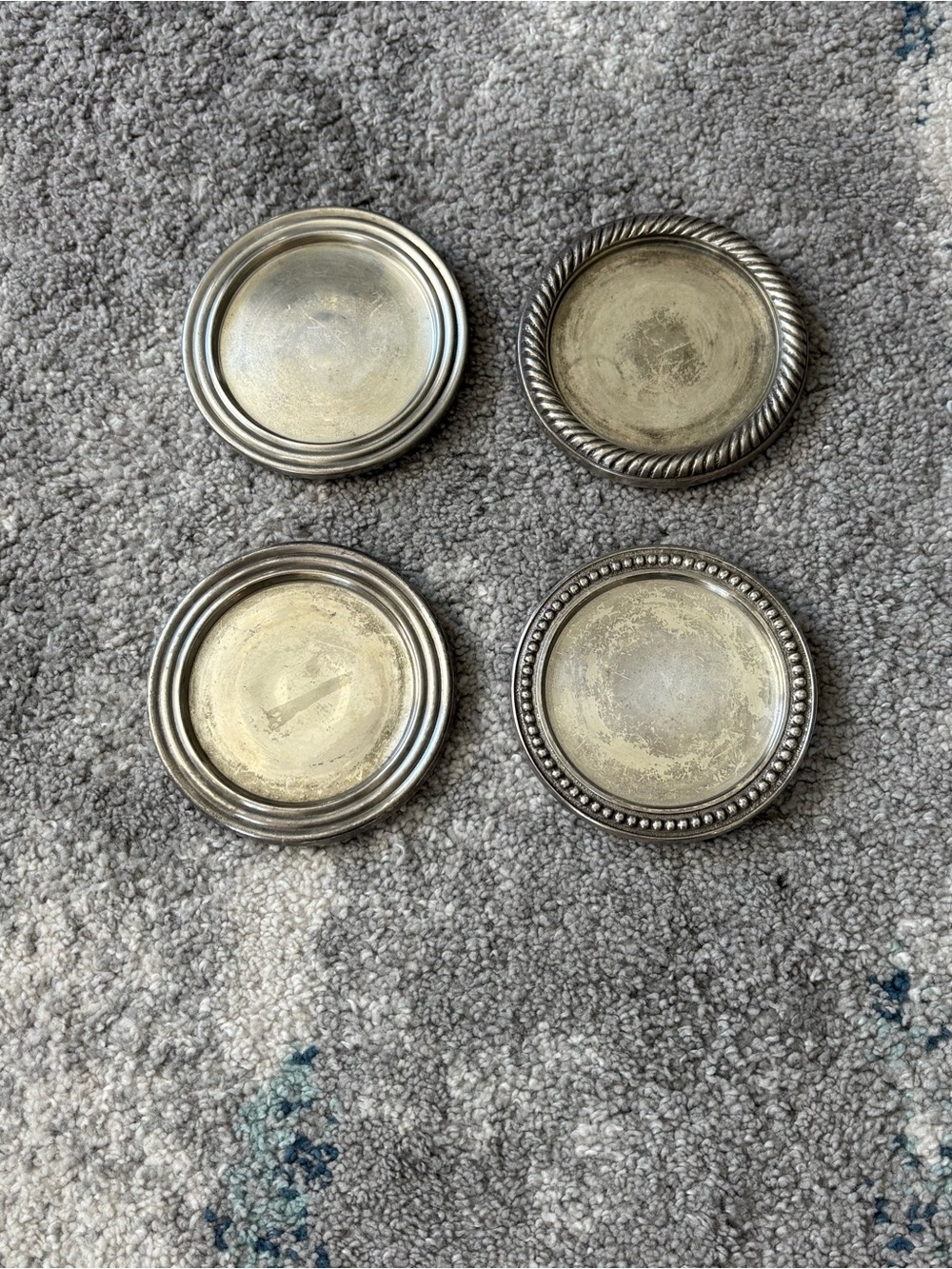 Vintage Silver plated Round Coasters Set of 4